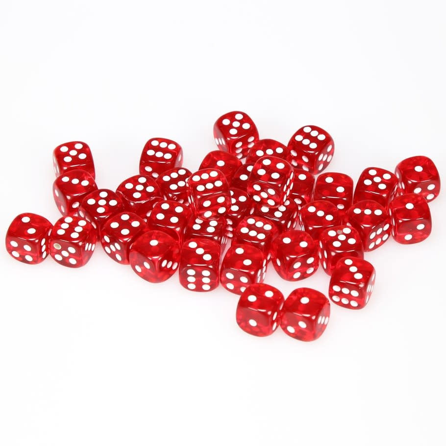 Translucent Red/White 12mm D6 Dice Set - Roll in Style with 36 Dice!