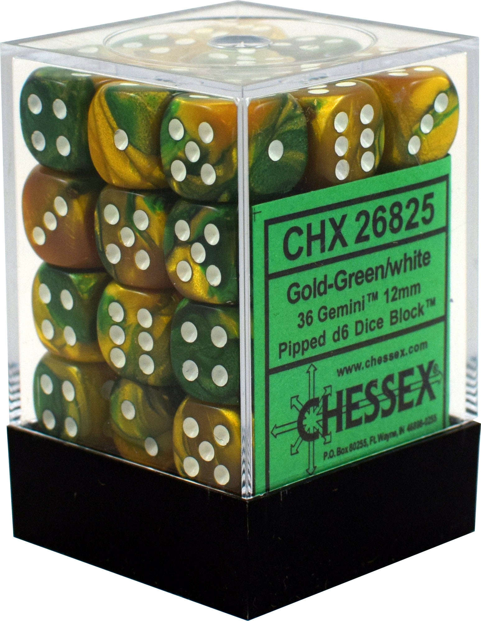 Explore the Magic: Gemini 12mm D6 Gold Green/White (36) - Unleash Your Luck!