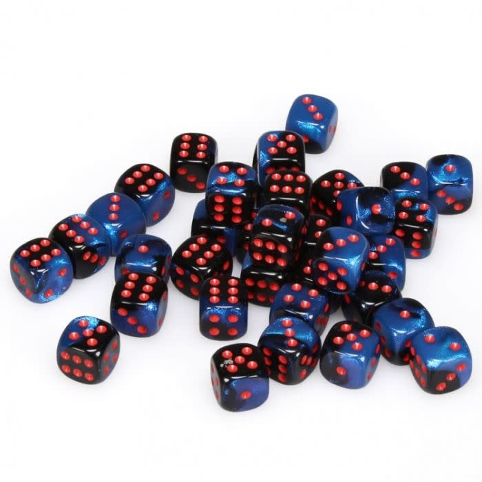 Gemini Black-Starlight/red 36-Piece 12mm d6 Dice Set - Illuminate Your Game Nights