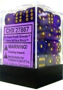 Borealis 12mm D6 Royal Purple/Gold (36) - Sparkle with Unique Elegance!