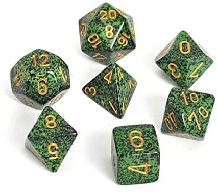 Unleash Magic: Speckled Golden Recon 7-Dice Set - Enhance Your Adventures