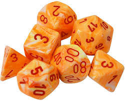 Festive Sunburst/red Polyhedral 7-Dice Set - Roll in Style with Vibrant Elegance!
