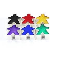 Unleash Your Tabletop Magic with Metal Meeples Shiny Platinum Set - 6 Exclusive Pieces