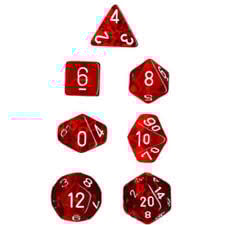 Unleash Your Luck with Translucent Red/White Polyhedral 7-Dice Set!