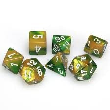 Evoke Magic with Gemini Gold-Green Dice Set