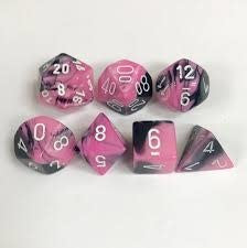 Discover Your Luck: Gemini® Black-Pink/white 7-Die Set