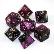 Gemini Black-Purple/Gold Polyhedral 7-Die Set - Unleash Your Gaming Destiny