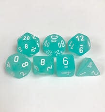 Frosted Teal/White Polyhedral 7-Dice Set - Unleash Your Gaming Delight!