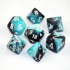 Gemini Black-Shell/White Polyhedral 7-Die Set - Unleash Your Luck & Style!