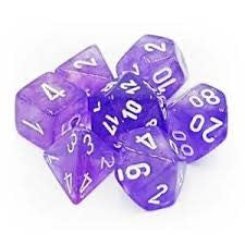Borealis Purple/White Luminary Polyhedral 7-Die Set - Unleash Your Dice Magic!