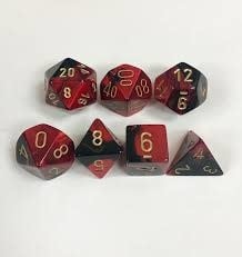 Unleash Your Fate with Gemini Black-Red/gold Polyhedral 7-Dice Set
