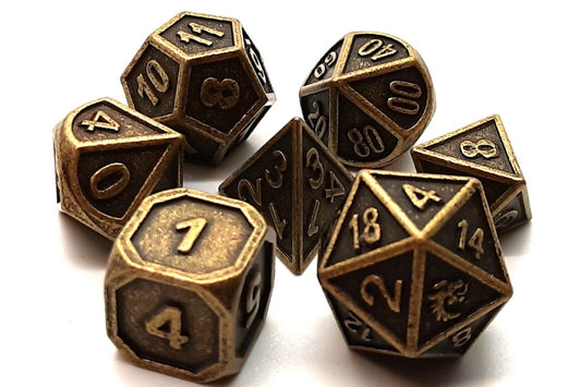 Dwarven Forged Ancient Gold Dice Set - Unleash Your Old School RPG Adventure