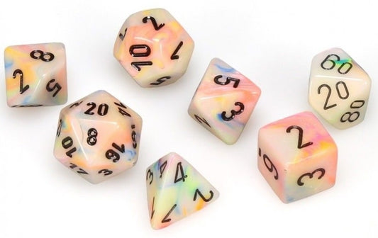 Festive Circus Black Polyhedral 7-Dice Set: Unleash Your Gaming Magic!
