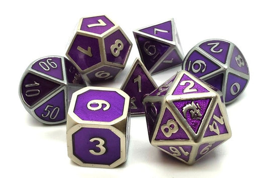 Delve into Adventure: Elven Forged Metallic Purple D&D Metal Dice Set