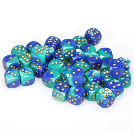 Gemini 12mm d6 Blue-Teal/gold Dice Block™: Enhance Your Luck with Stunning Dice!
