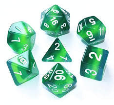 Explore Layer Translucent Green Poly Dice Set (7) for Your Unique Gaming Adventure!