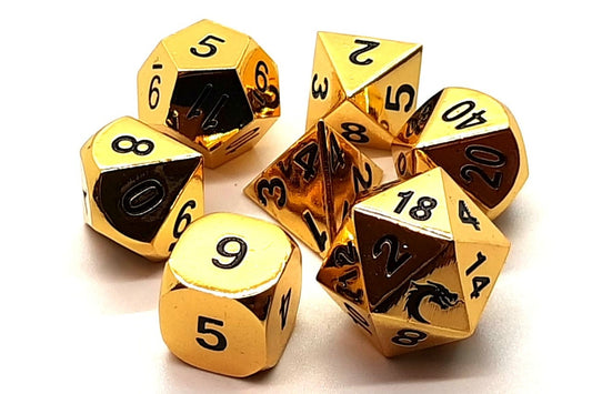 Immersive Halfling-Forged DnD Metal Dice Set - Shiny Gold