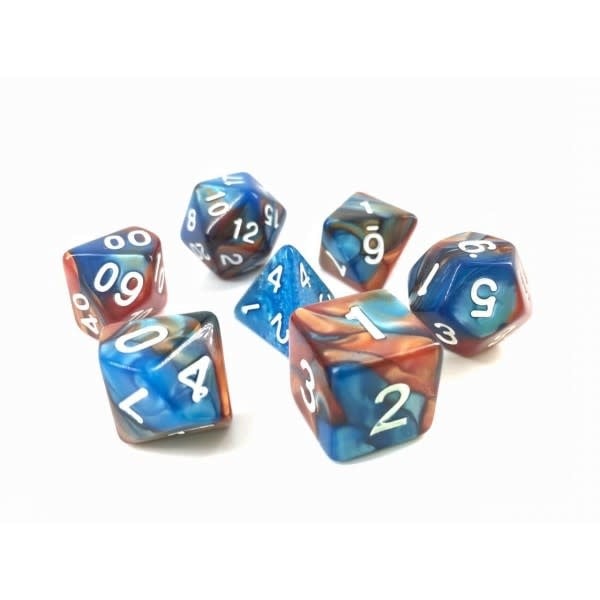 Radiant Blend Copper-Blue Poly Dice Set - Enhance Your Game Experience!