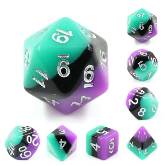 Discover the Cosmic Elegance: Stratosphere Poly Dice Set (7)