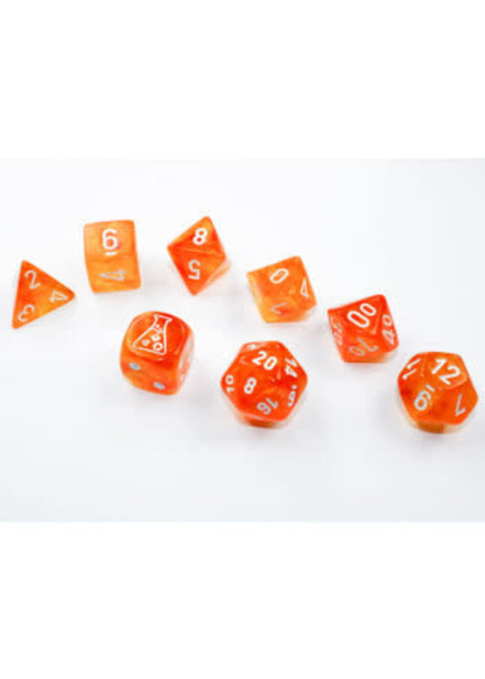 Borealis® Polyhedral Blood Orange Luminary™ Dice Set with Bonus Die: Unleash Your Gaming Power!
