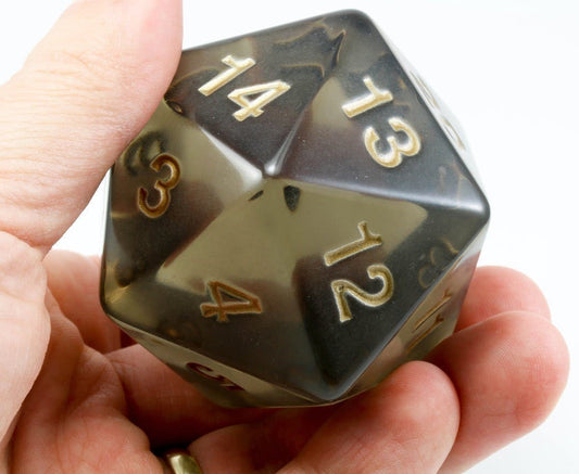 55mm Jumbo d20 Translucent Smoke w/ Gold: Unleash Your Gaming Glory