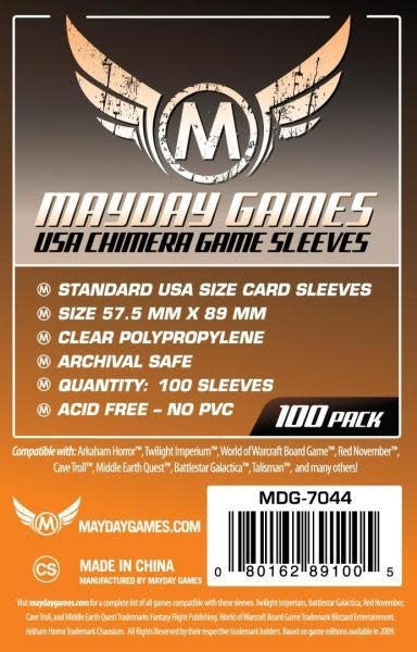 Premium Orange Chimera Sleeves - 57.5mm x 89mm (100) - USA Made