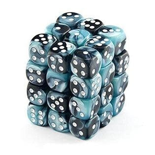 Magical Gemini Black-Shell/White 12mm D6 Dice Set - 36 Dice for Enchanting Adventures!