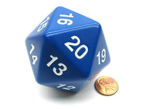55mm Jumbo d20 Opaque Blue Countdown Die - Unleash Your Excitement!