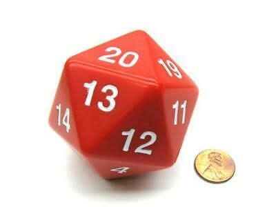 55mm Jumbo Opaque Red d20 with White Countdown Die - Enhance Your Game Now