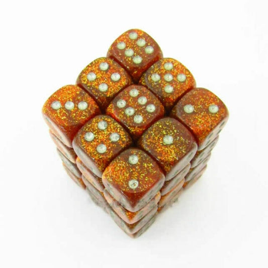 Sparkle Your Game with Glitter Gold/Silver 12mm D6 (36) - Limited Edition Dice Set
