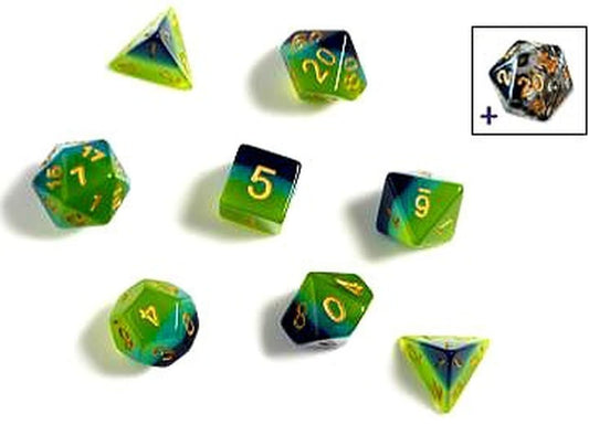 Enhance Your Game with Vibrant RPG Dice Set - Green/Blue Translucent