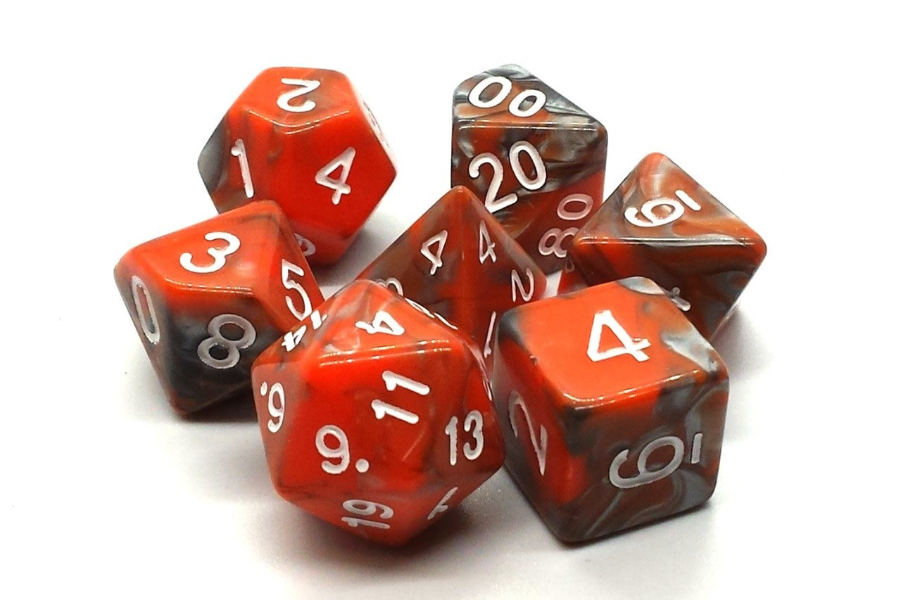 Unleash Adventure with Vorpal Silver & Orange DnD RPG Dice Set!