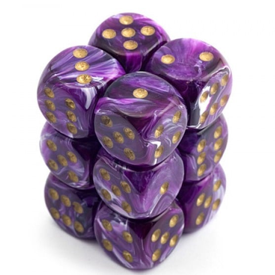 Discover the Magic: Vortex Purple/Gold Blk 16mm D6 (12) - Enhance Your Gaming Experience