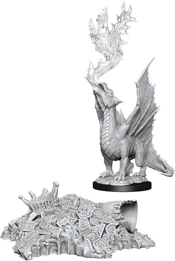Unpainted Miniatures: Gold Dragon Wyrmling & Treasure - D&D W11