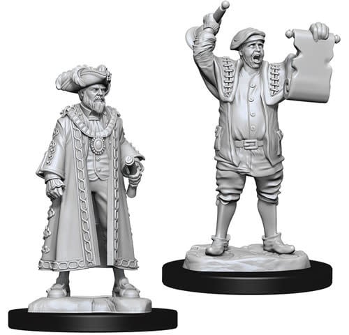 WizKids Deep Cuts Unpainted Miniatures: W10 Mayor & Town Crier - Paint Your Fantasy Characters Today!